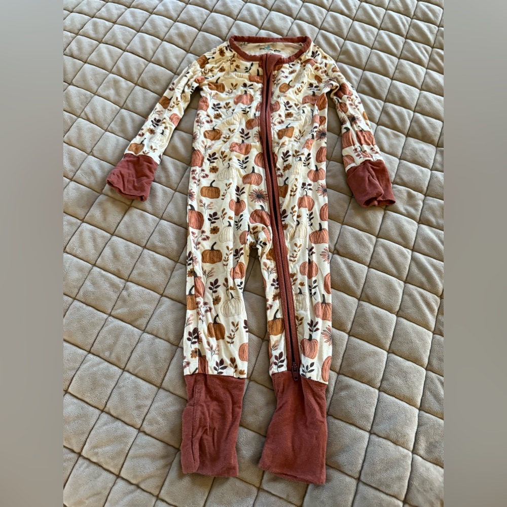 Little One Shop Cozy Pumpkin Print Kids One Piece Zippy